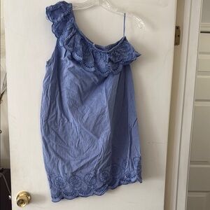 Blue Lace Trim Women's Dress